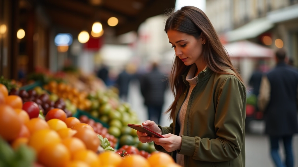 Personnes faisant les courses dans un marché local avec différents types de produits
